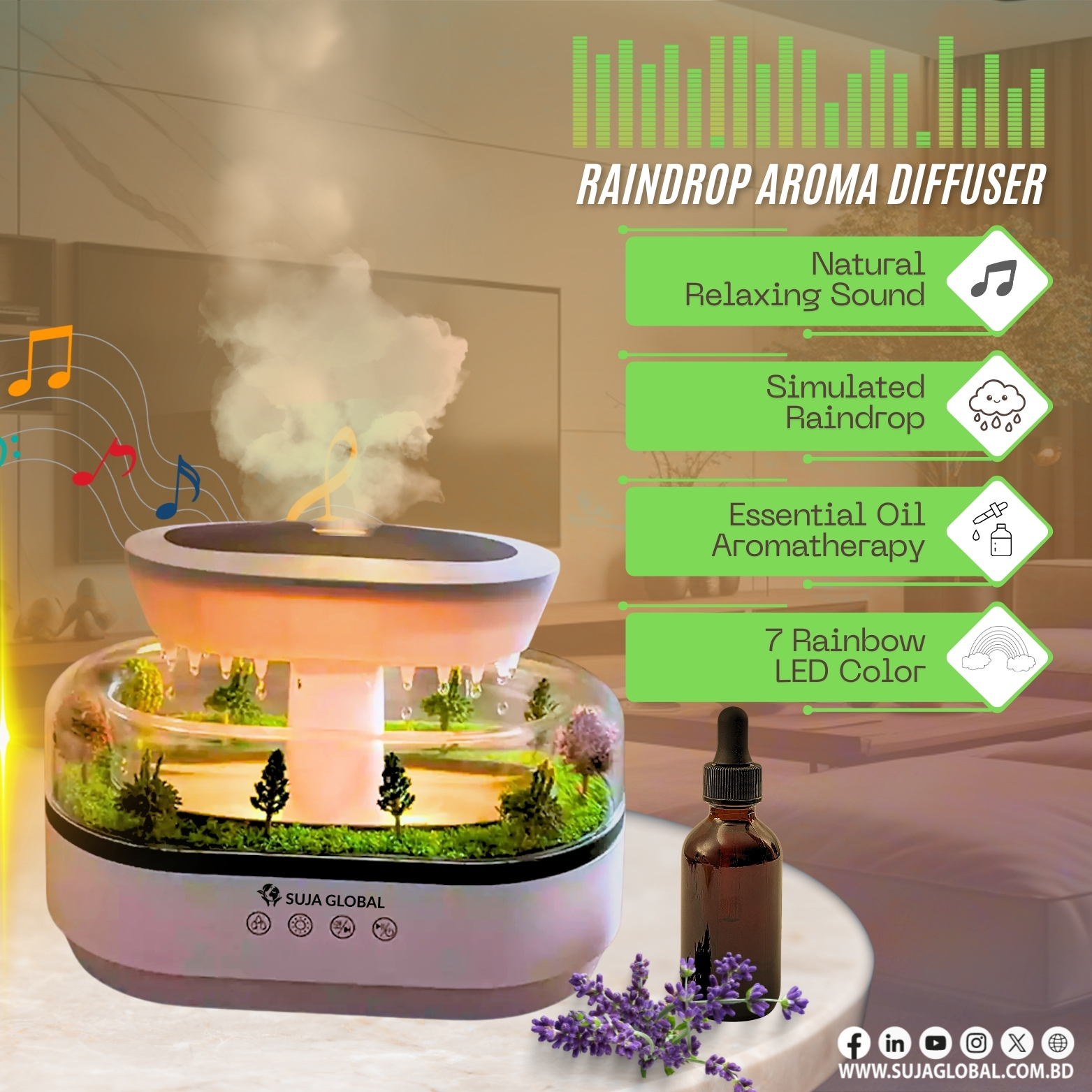 RAINDROP AROMA DIFFUSER SUJA GLOBAL