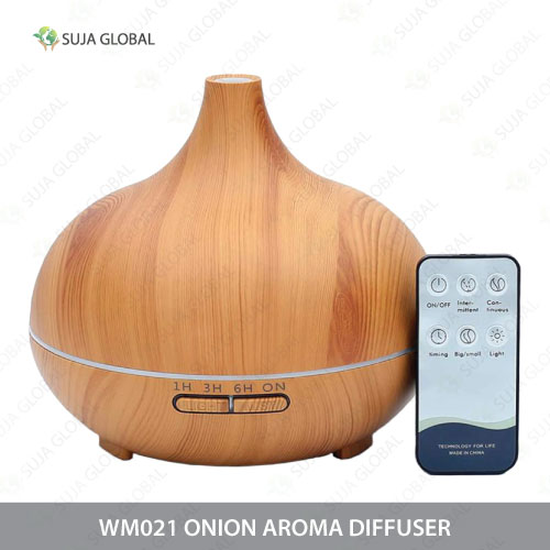 Create a calming space with this WM021 Onion Aroma Diffuser. Features 7 LED colours, remote control, timer, and auto shut-off. Ideal for home or office use.