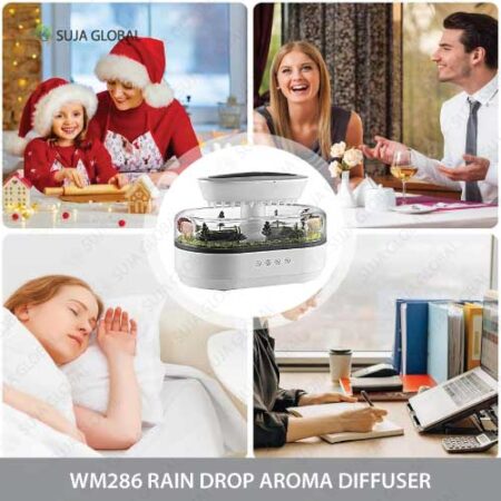 Experience the tranquility of the WM286 Raindrop Aroma Diffuser — a soothing blend of aromatherapy, humidifier with calming sound effects.