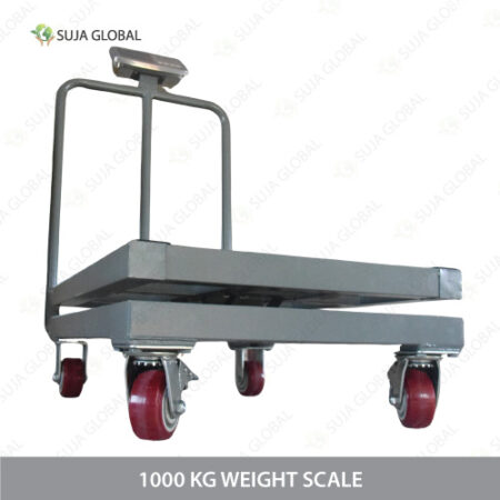 Buy 1000 Kg Heavy Duty Digital Platform Weight Scale with MS heavy body, moveable wheels, dual display, Perfect for warehouses, and industrial use.