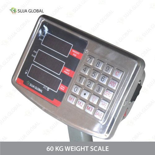 Buy 60 Kg Heavy Duty Digital Platform Weight Scale with MS & SS heavy body, stable wheels, dual display, Perfect for warehouses, and industrial use.